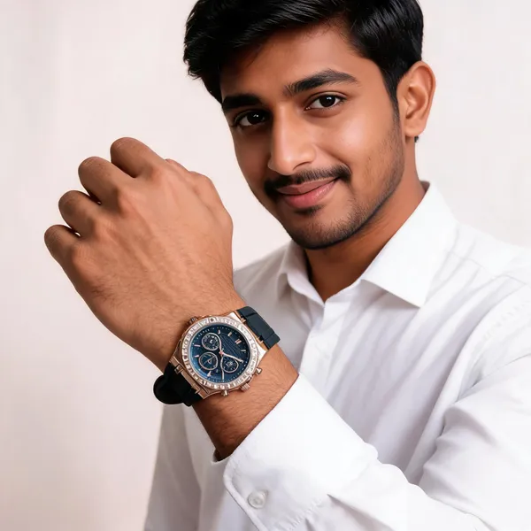 Gold_Stainless_Steel_Black_Silicone_Chronograph_Watch_For_Men
