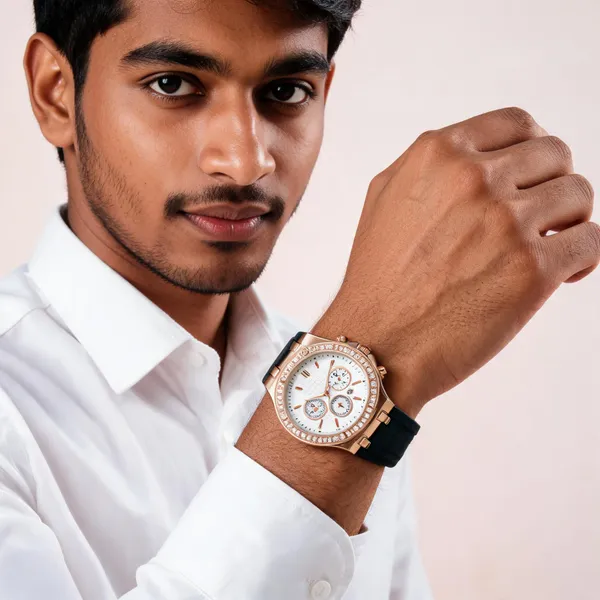 Rose_Gold_Stainless_Steel_Black_Silicone_Chronograph_Watch_For_Men