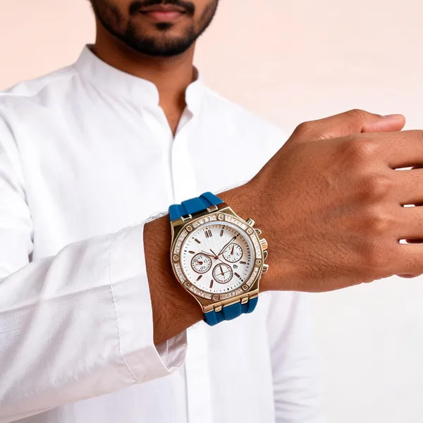 Blue_Silicone_Gold_Tone_Analog_Chronograph_Watch_For_Men