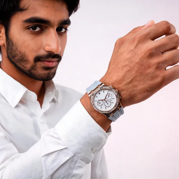 Light_Blue_Silicone_Rose_Gold_Tone_Analog_Watch_For_Men