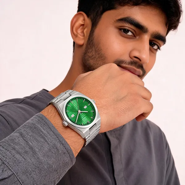 Green_Dial_Stainless_Steel_Analog_Quartz_Watch_For_Men