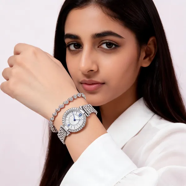 Silver_Stainless_Steel_Rhinestone_Embellished_Bracelet_Analog_Watch_For_Women