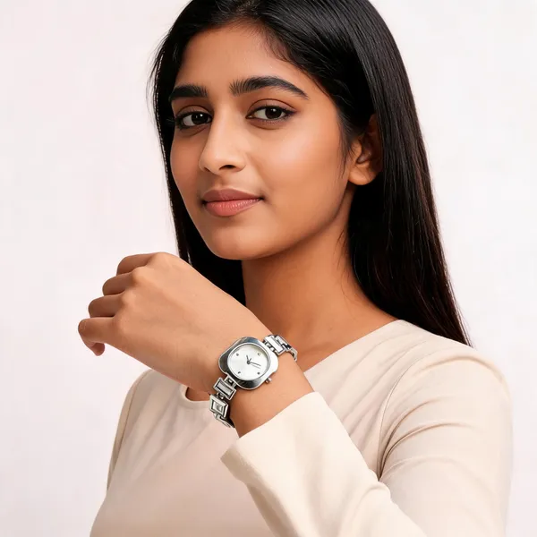 Silver_Stainless_Steel_Geometric_Link_Bracelet_Analog_Watch_For_Women