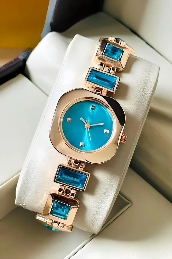Gold_Tone_Blue_Dial_Link_Watch_for_Women