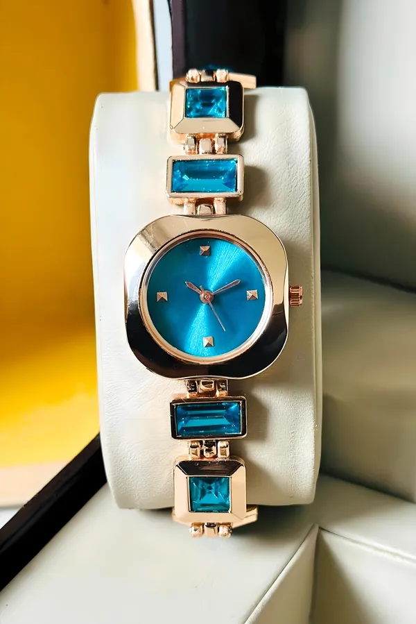 Gold_Tone_Blue_Dial_Link_Watch_for_Women