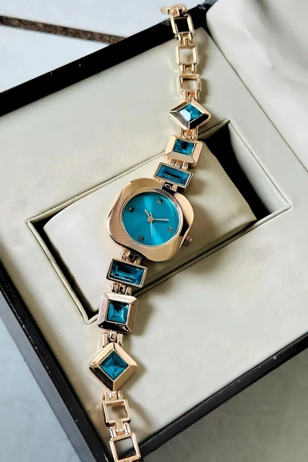 Gold_Tone_Blue_Dial_Link_Watch_for_Women