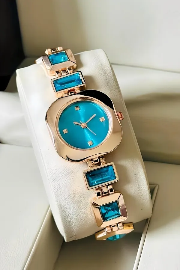Gold_Tone_Blue_Dial_Link_Watch_for_Women