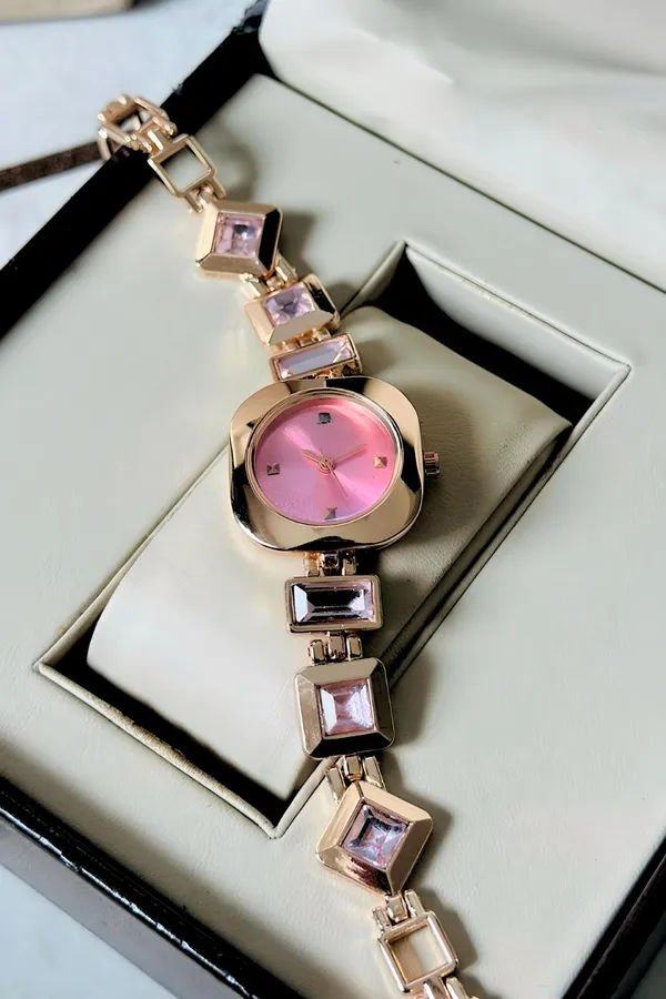 Rose_Gold_Stainless_Steel_Geometric_Link_Bracelet_Analog_Watch_For_Women