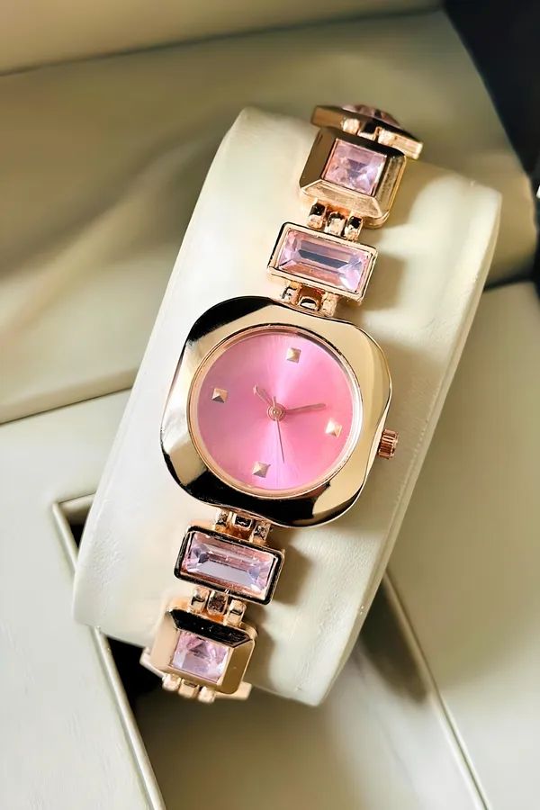 Rose_Gold_Stainless_Steel_Geometric_Link_Bracelet_Analog_Watch_For_Women