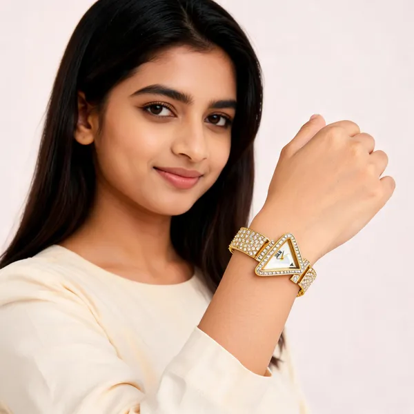 Gold_Stainless_Steel_Crystal_Triangle_Dial_Analog_Watch_For_Women
