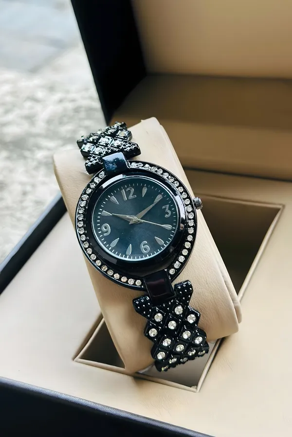 Black_Stainless_Steel_Stone_Studded_Bracelet_Analog_Watch_For_Women
