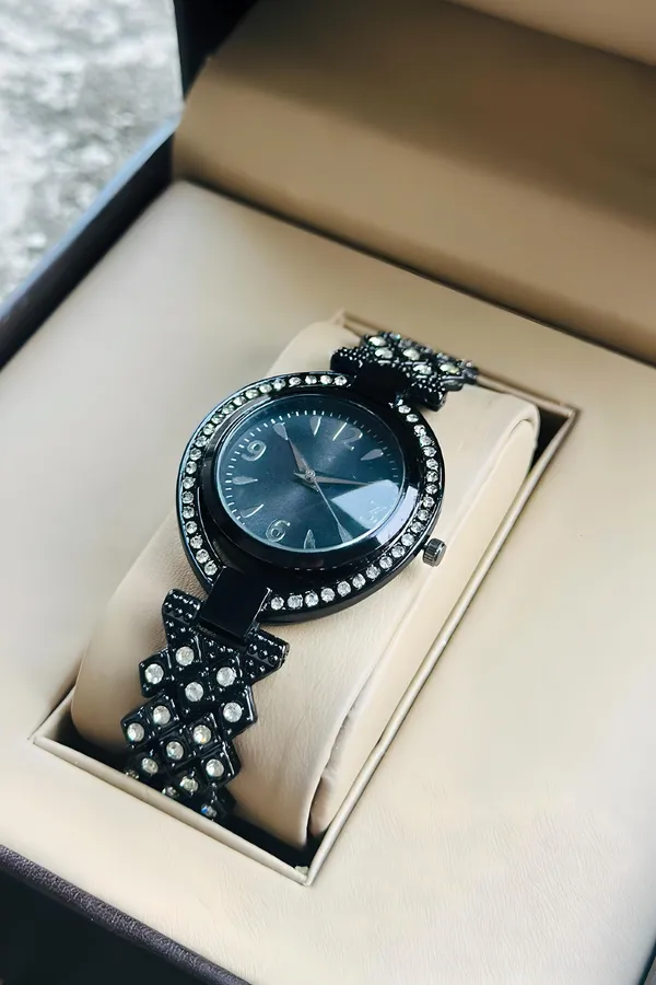Black_Stainless_Steel_Stone_Studded_Bracelet_Analog_Watch_For_Women