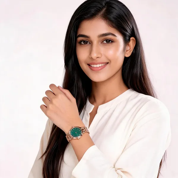 Rose_Gold_Green_Stainless_Steel_Analog_Quartz_Watch_For_Women