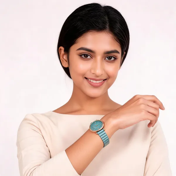 Blue_Stainless_Steel_Metal_Link_Analog_Watch_For_Women