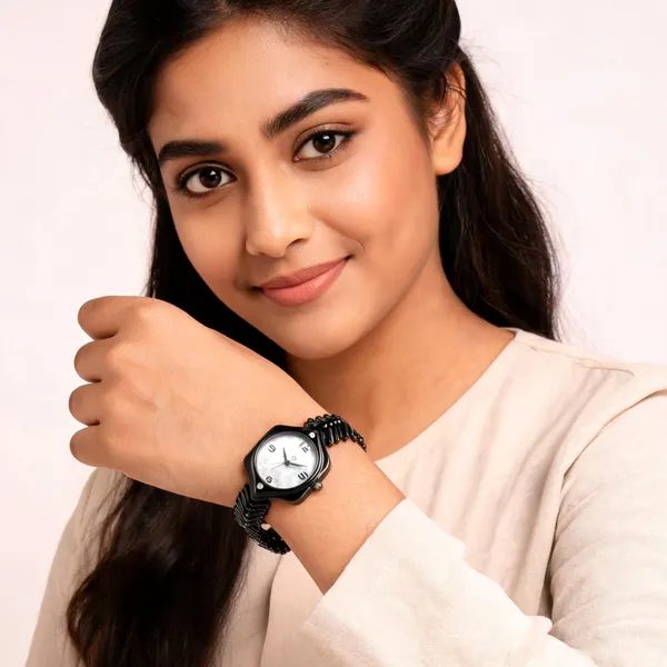 Black_Stainless_Steel_Metal_Link_Analog_Watch_For_Women