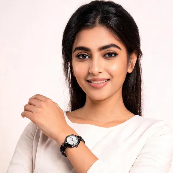 Black_Stainless_Steel_Metal_Link_Analog_Watch_For_Women