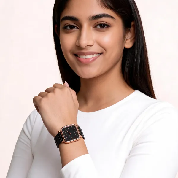 Black_Stainless_Steel_Bracelet_Square_Analog_Watch_For_Women