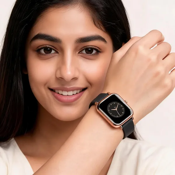 Black_Silicone_Rectangular_Analog_Watch_For_Women