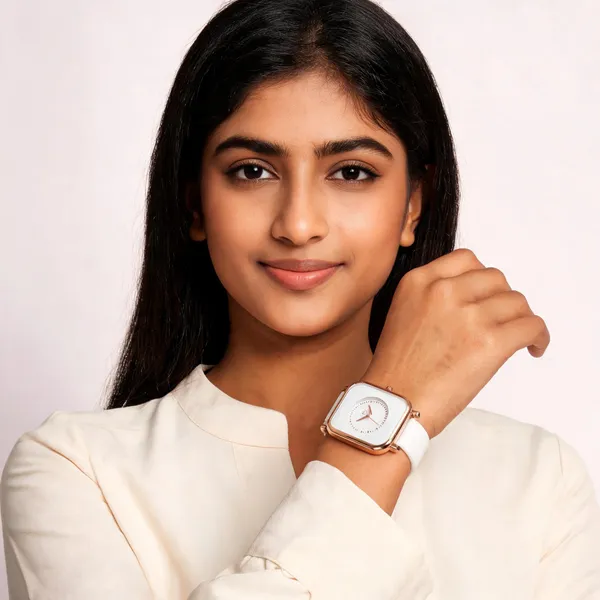 White_Silicone_Rectangular_Analog_Watch_For_Women