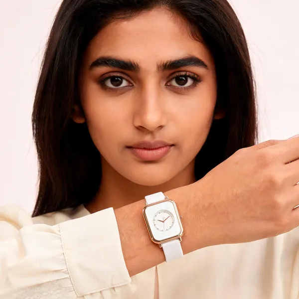White_Silicone_Rectangular_Analog_Watch_For_Women