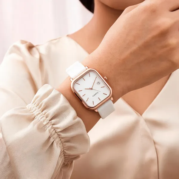 White_Silicone_Rectangular_Analog_Watch_For_Women