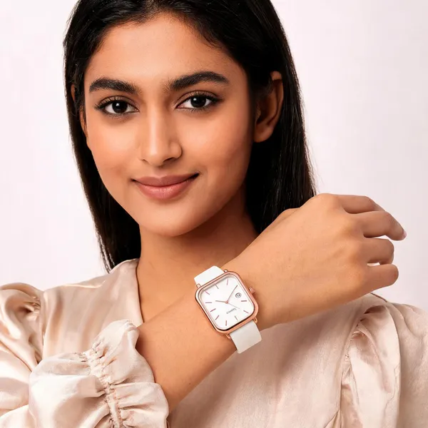White_Silicone_Rectangular_Analog_Watch_For_Women