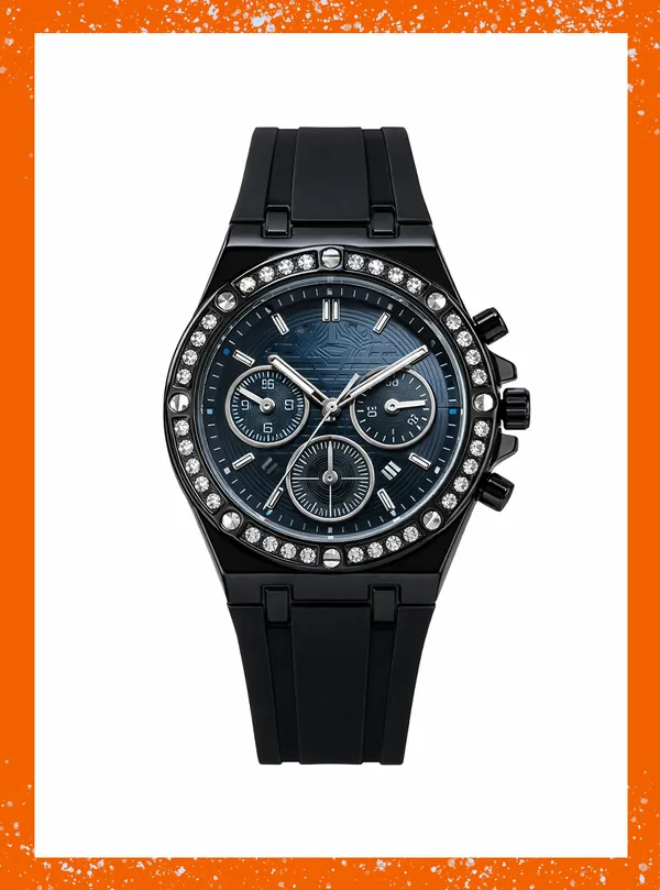 Black_Chronograph_Analog_Watch_With_Crystal_Bezel