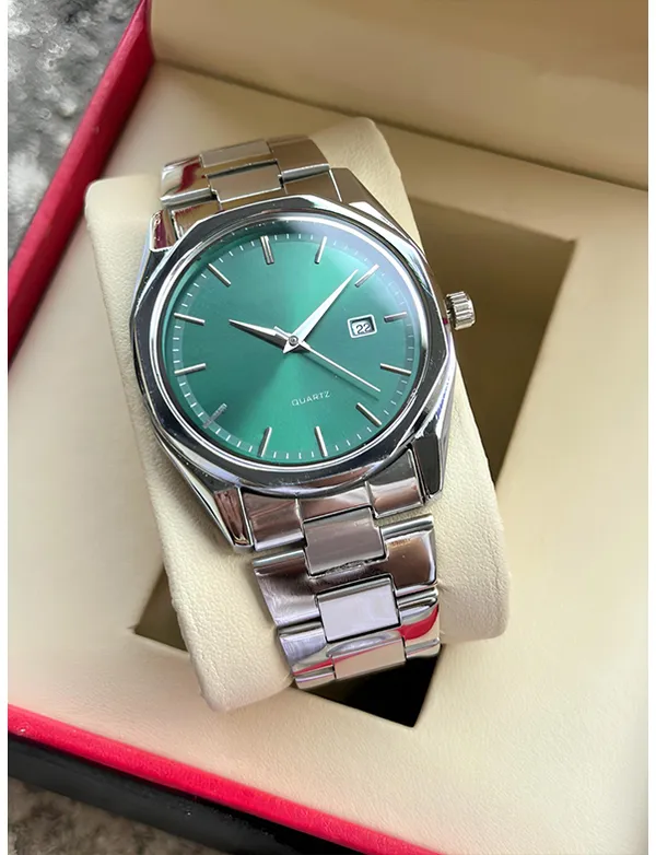 Silver_Tone_Green_Dial_Analog_Watch_for_Adults