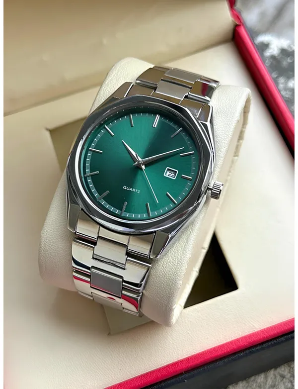 Silver_Tone_Green_Dial_Analog_Watch_for_Adults