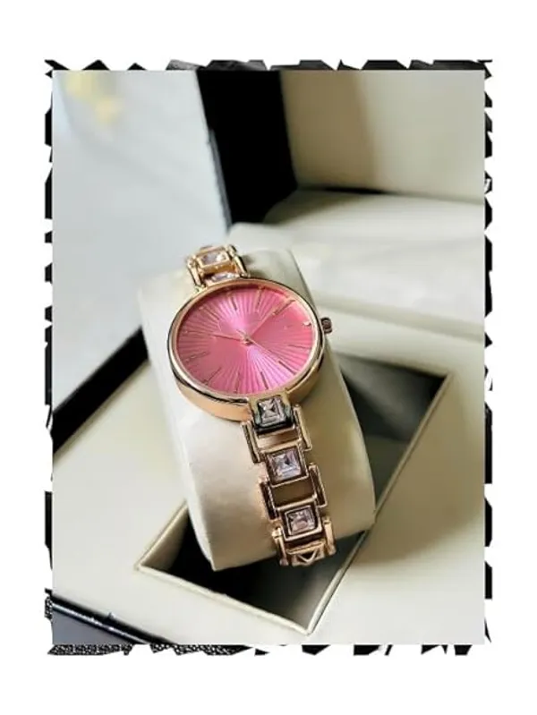 Gold_Tone_Pink_Dial_Women's_Bracelet_Watch