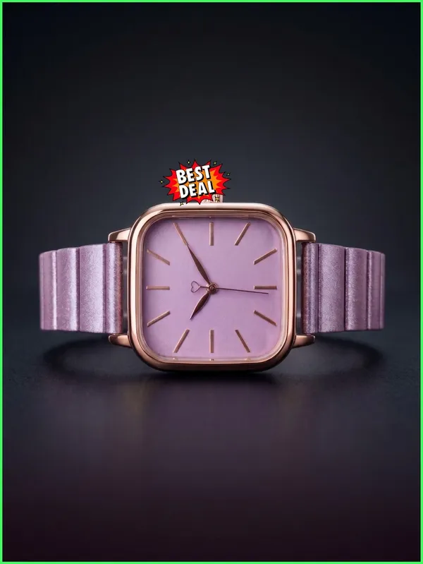 Purple_Metal_Square_Dial_Watch_For_Women
