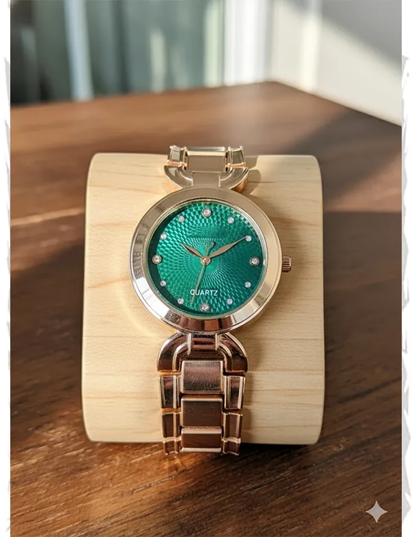 Rose_Gold_Stainless_Steel_Green_Dial_Quartz_Watch_for_Women