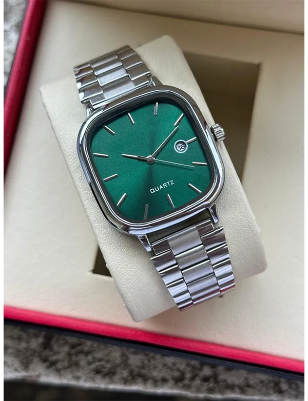 Green_Stainless_Steel_Quartz_Watch_for_Unisex