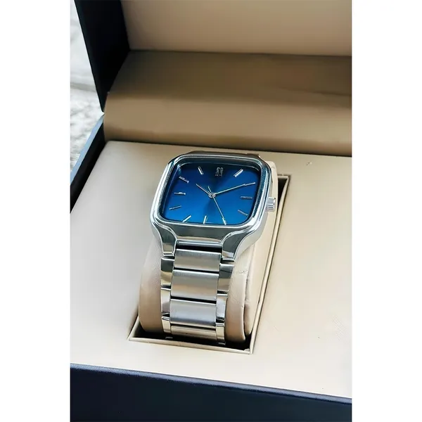 Silver_Tone_Blue_Dial_Square_Analog_Watch_For_Men