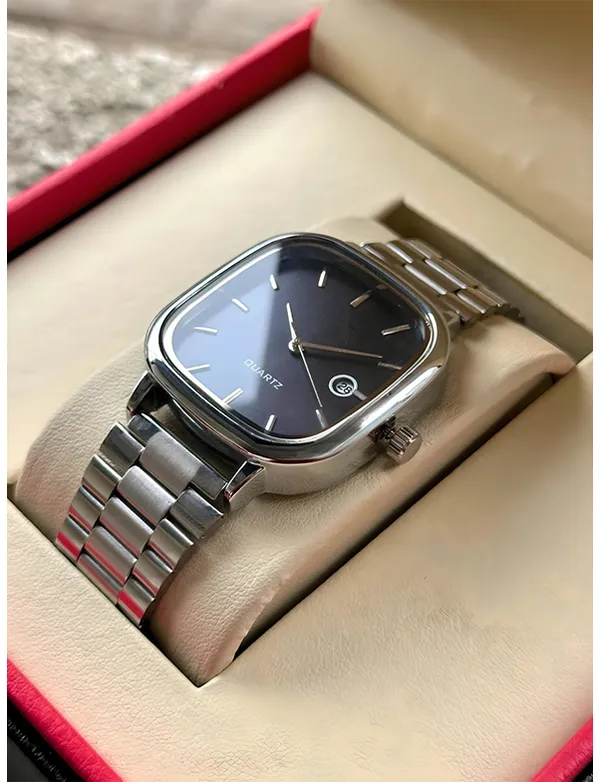 Silver_Metal_Bracelet_Quartz_Watch_With_Black_Square_Dial