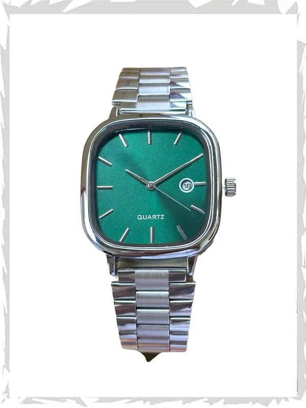 Green_Stainless_Steel_Quartz_Watch_for_Unisex