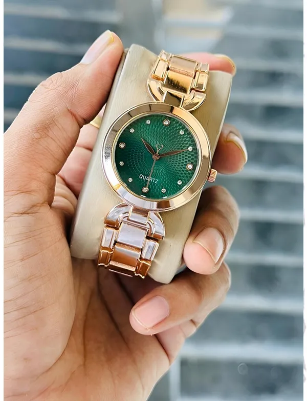 Rose_Gold_Stainless_Steel_Green_Dial_Quartz_Watch_for_Women
