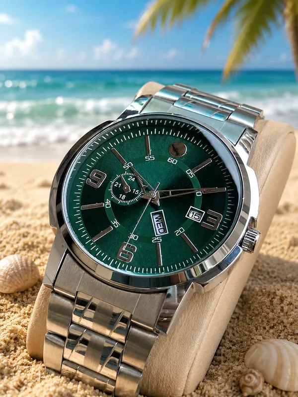 Silver_Metal_Strap_Green_Dial_Analog_Watch_for_Men