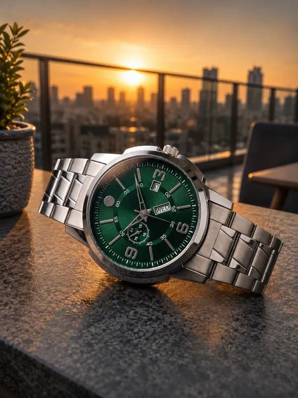 Silver_Metal_Strap_Green_Dial_Analog_Watch_for_Men