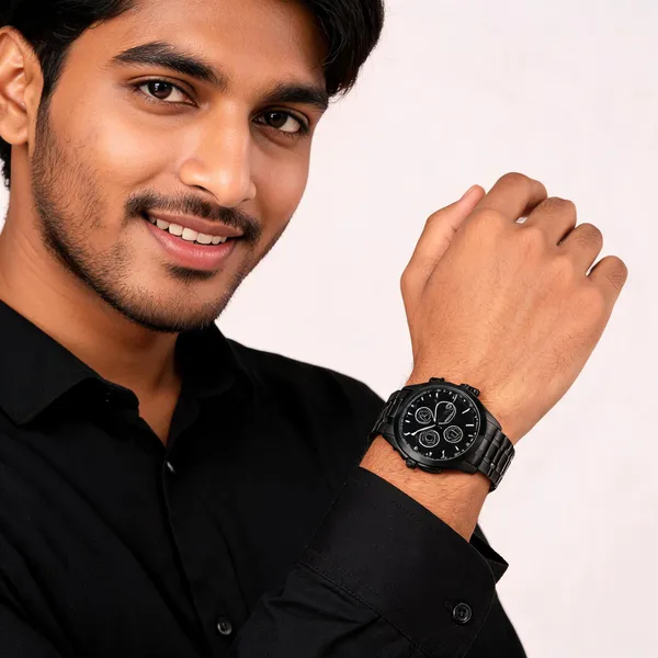 Black_Stainless_Steel_Chronograph_Watch_For_Men