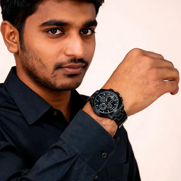 Black_Stainless_Steel_Chronograph_Watch_For_Men
