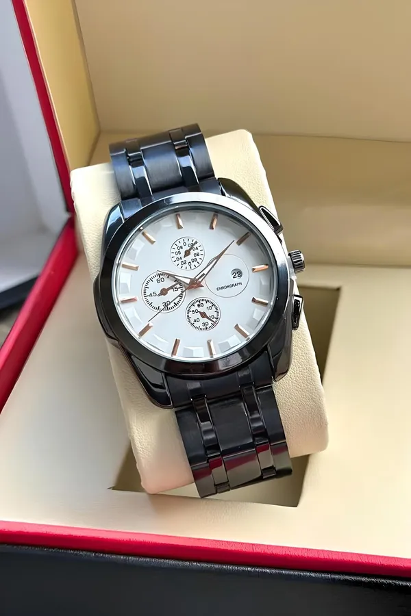 Black_Stainless_Steel_Chronograph_Watch_For_Women