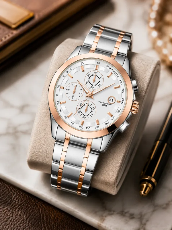 Silver_Rose_Gold_Chronograph_Watch_for_Men