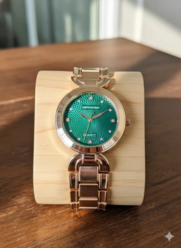 Rose_Gold_Stainless_Steel_Green_Dial_Quartz_Watch_for_Women