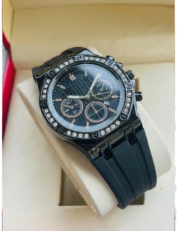 Black_Chronograph_Analog_Watch_With_Crystal_Bezel