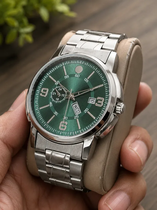 Silver_Metal_Strap_Green_Dial_Analog_Watch_for_Men