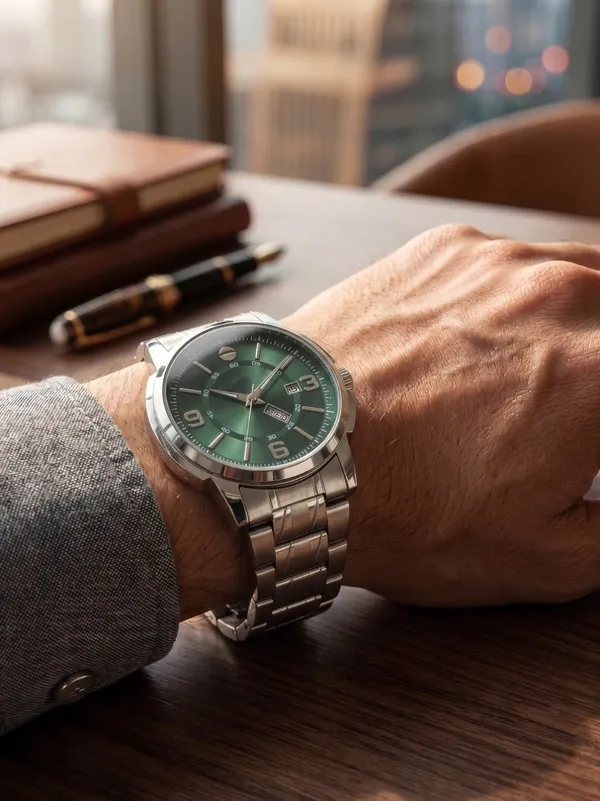 Silver_Metal_Strap_Green_Dial_Analog_Watch_for_Men