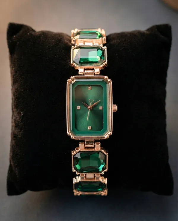 Green_Rose_Gold_Tone_Rectangular_Bracelet_Watch_for_Women