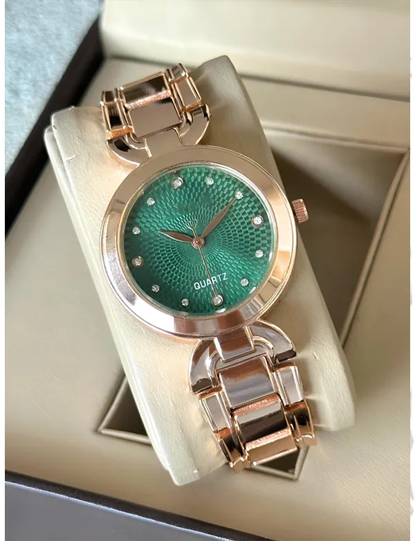 Rose_Gold_Stainless_Steel_Green_Dial_Quartz_Watch_for_Women