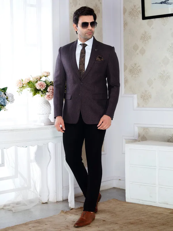 Brown_Jute_Texture_Men_S_Regular_Fit_Formal_Blazer_Dark_Brown_Dry_Clean_Only